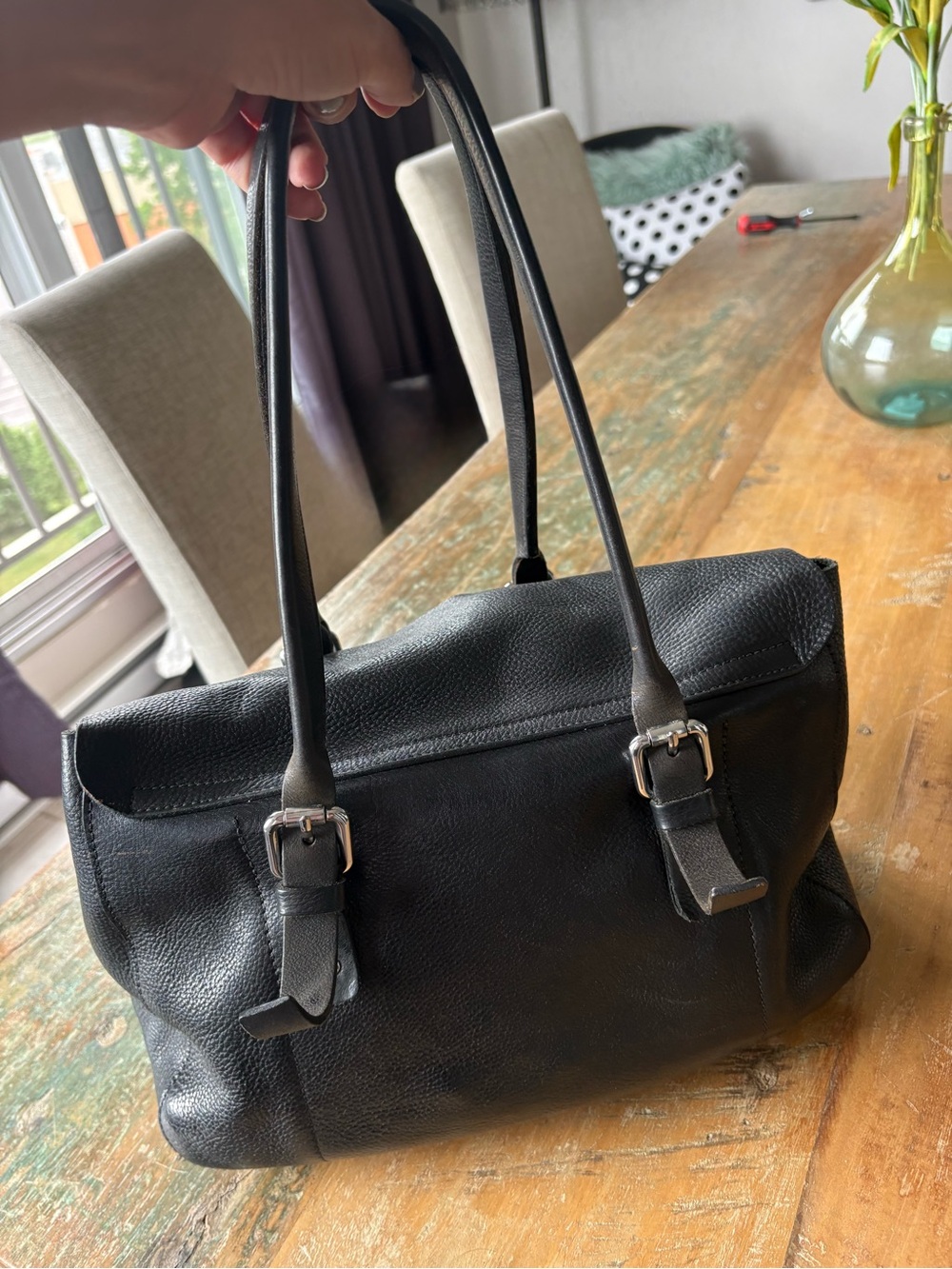 M051 real leather bag Classic Black Leather Shoulder Bag - Picture 4 of 15